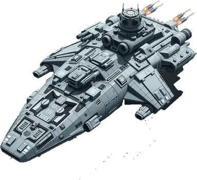 A heavily armed battleship